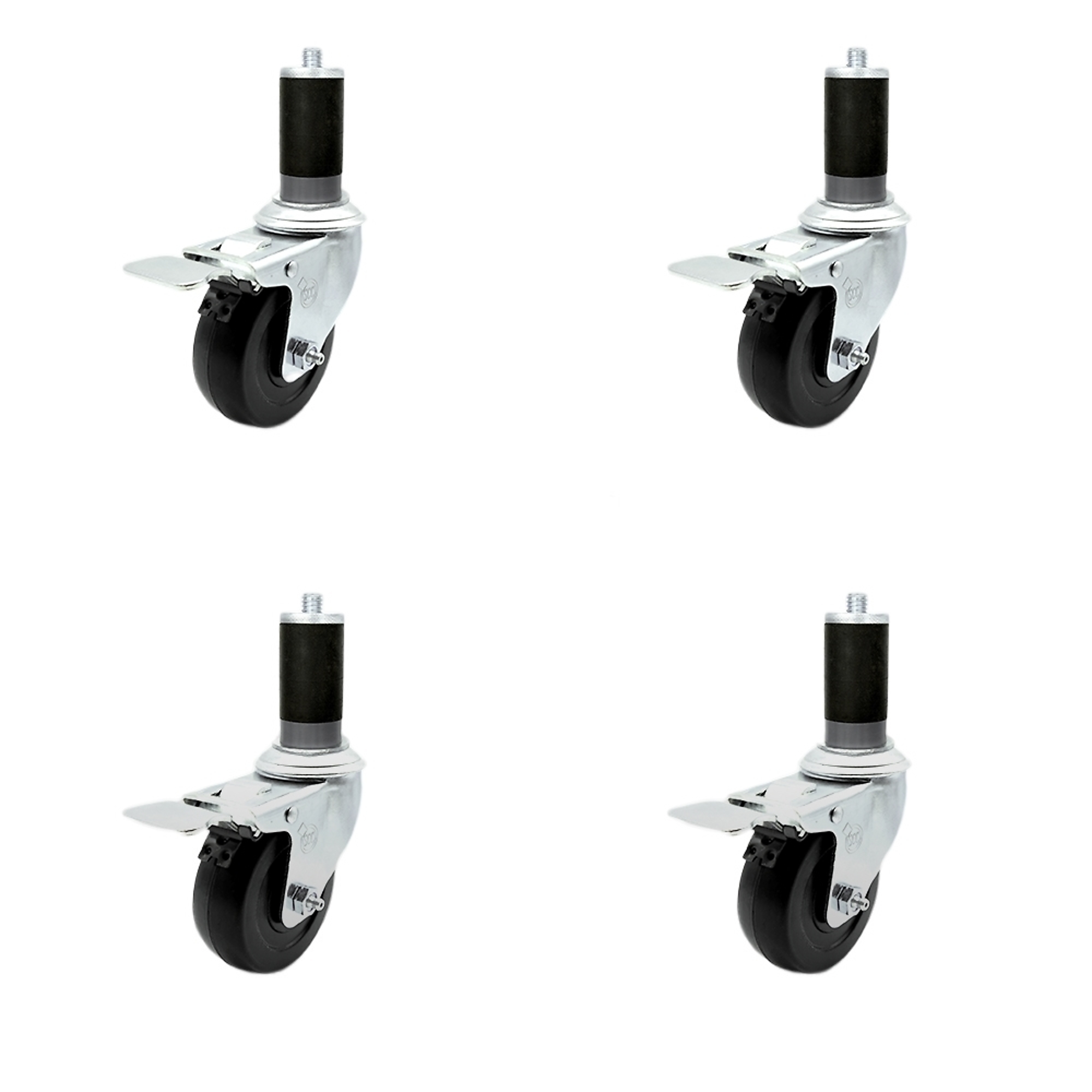 Service Caster, 3 1/2in. x 1 1/4in. Stem Casters, Wheel Diameter 3.5 in, Caster Type Swivel, Package (qty.) 4, Model# SCC-SSTTLEX20S3514-HRS-MTG45-4